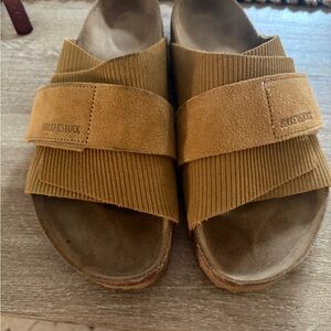 Birkenstock Kyoto Tan Courduroy Slide Sandals